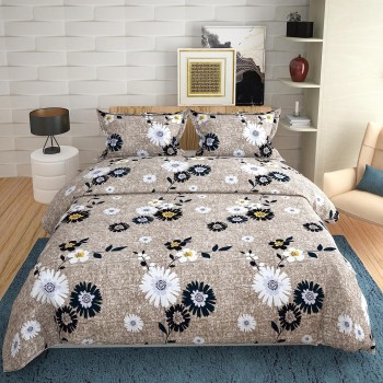 Market Fairy Soft Cotton Fitted Bedsheet, Queen Size with Pillow Covers (90 x 100 inch)